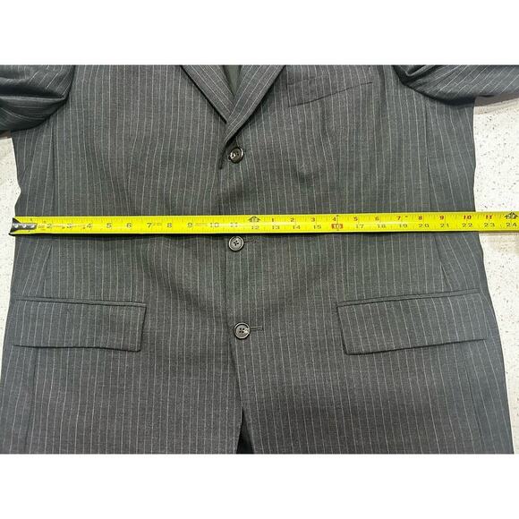 Ralph Lauren Chaps Blazer Sport 100% Wool Jacket Mens 43R Pinstripe Gray150 - Picture 10 of 15